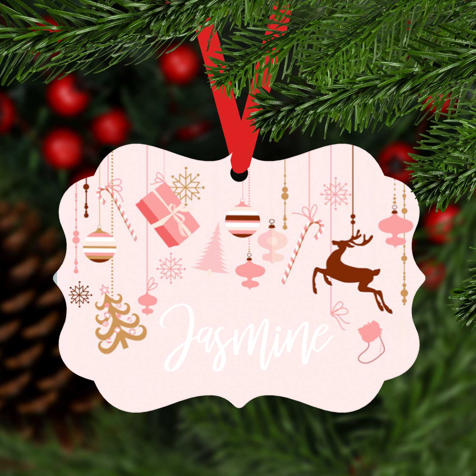 Pink Personalised Christmas Ornament